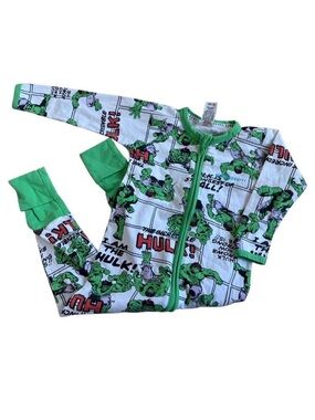 Bonds Green & White Incredible Hulk Zip-Front Kids Pajamas
